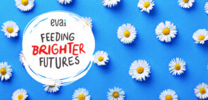 Feeding Brighter Futures banner with daisies and logo