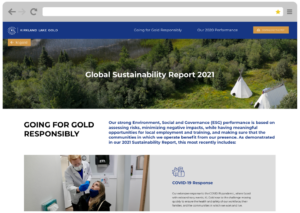KL Gold sustainability report website summary page screen